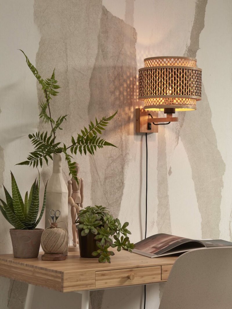 Bamboe bohemian wandlamp zwart naturel GOOD&MOJO Bhutan - Afbeelding 2
