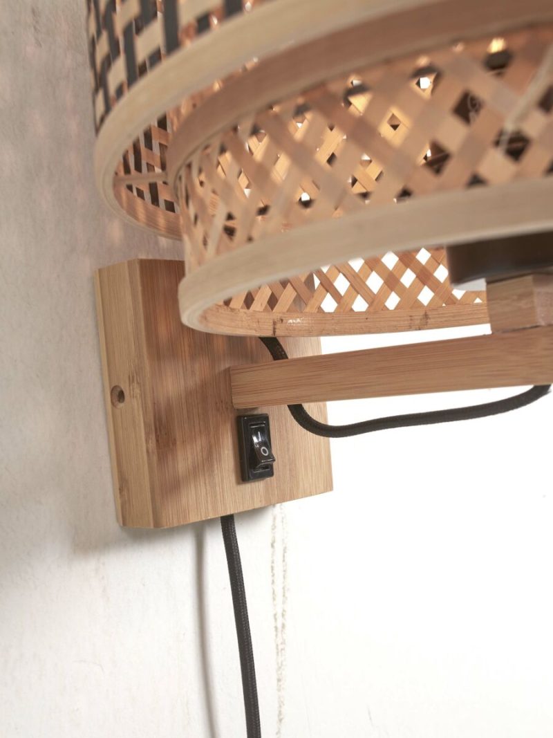 Bamboe bohemian wandlamp zwart naturel GOOD&MOJO Bhutan - Afbeelding 3