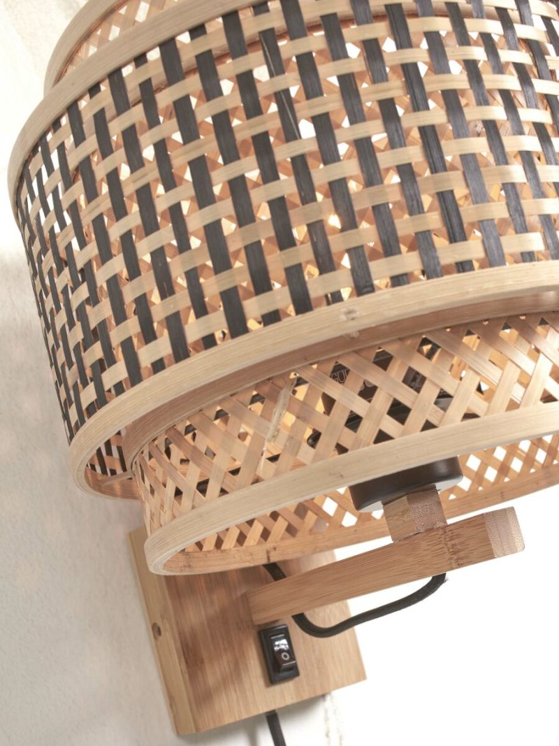Bamboe bohemian wandlamp zwart naturel GOOD&MOJO Bhutan - Afbeelding 4
