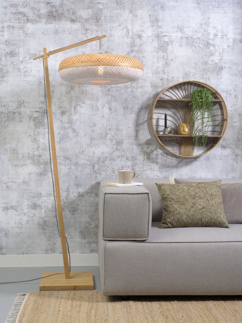 Bamboe bohemian witte vloerlamp GOOD&MOJO Palawan - Afbeelding 2