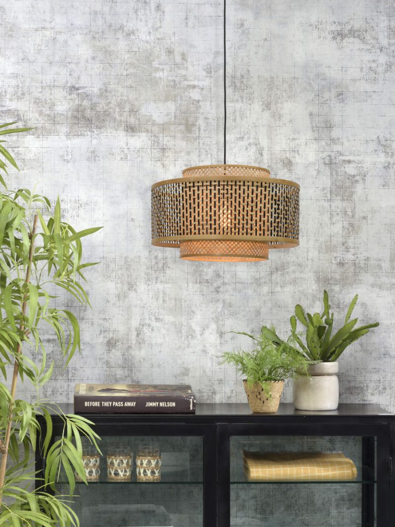 Bamboe dubbelkap hanglamp naturel/zwart L GOOD&MOJO Bhutan - Afbeelding 11