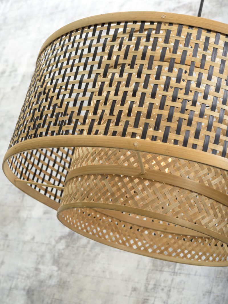 Bamboe dubbelkap hanglamp naturel/zwart L GOOD&MOJO Bhutan - Afbeelding 4