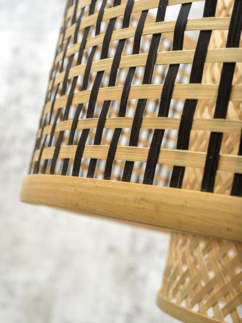 Bamboe dubbelkap hanglamp naturel/zwart L GOOD&MOJO Bhutan - Afbeelding 6