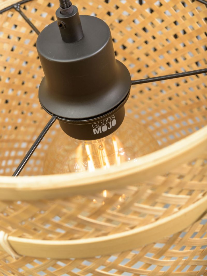 Bamboe dubbelkap hanglamp naturel/zwart L GOOD&MOJO Bhutan - Afbeelding 8