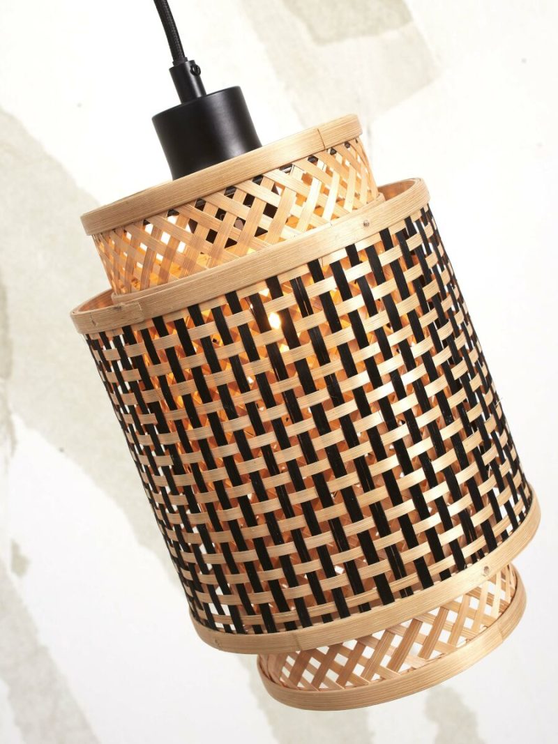 Bamboe hanglamp naturel zwart bohemien GOOD&MOJO Bhutan - Afbeelding 3