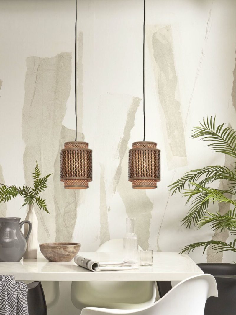 Bamboe hanglamp naturel zwart bohemien GOOD&MOJO Bhutan - Afbeelding 5