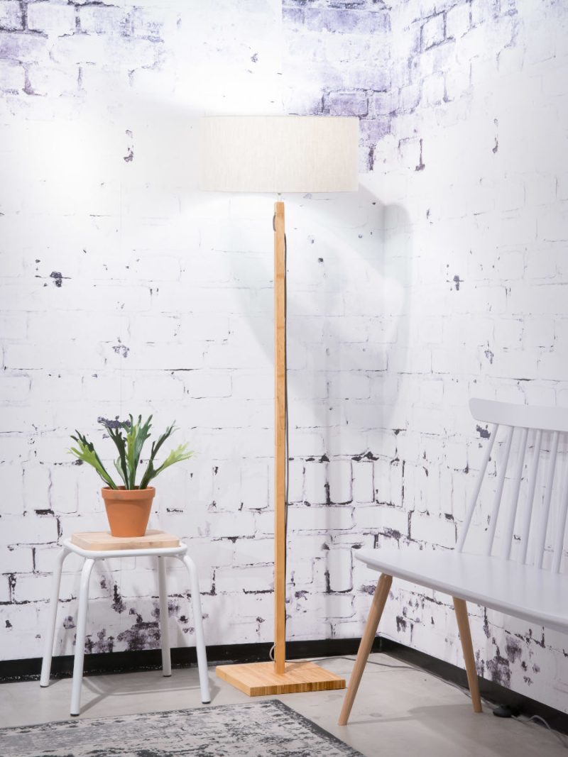 Bamboe linnen vloerlamp grijs Scandinavisch GOOD&MOJO Fuji - Afbeelding 2