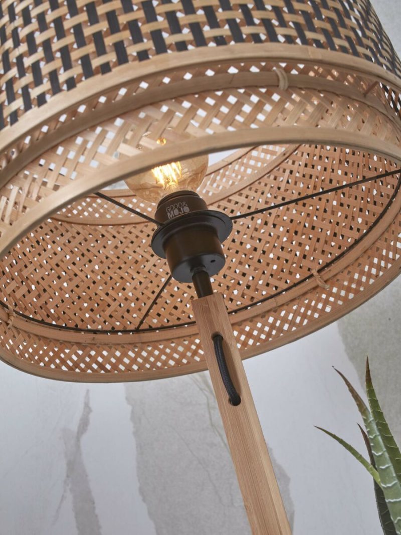 Bamboe vloerlamp boheems naturel zwart GOOD&MOJO Bhutan - Afbeelding 4