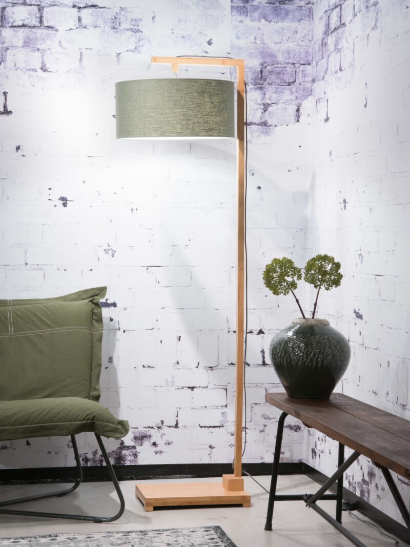 Bamboe vloerlamp groen linnen Scandinavisch GOOD&MOJO Himalaya - Afbeelding 2