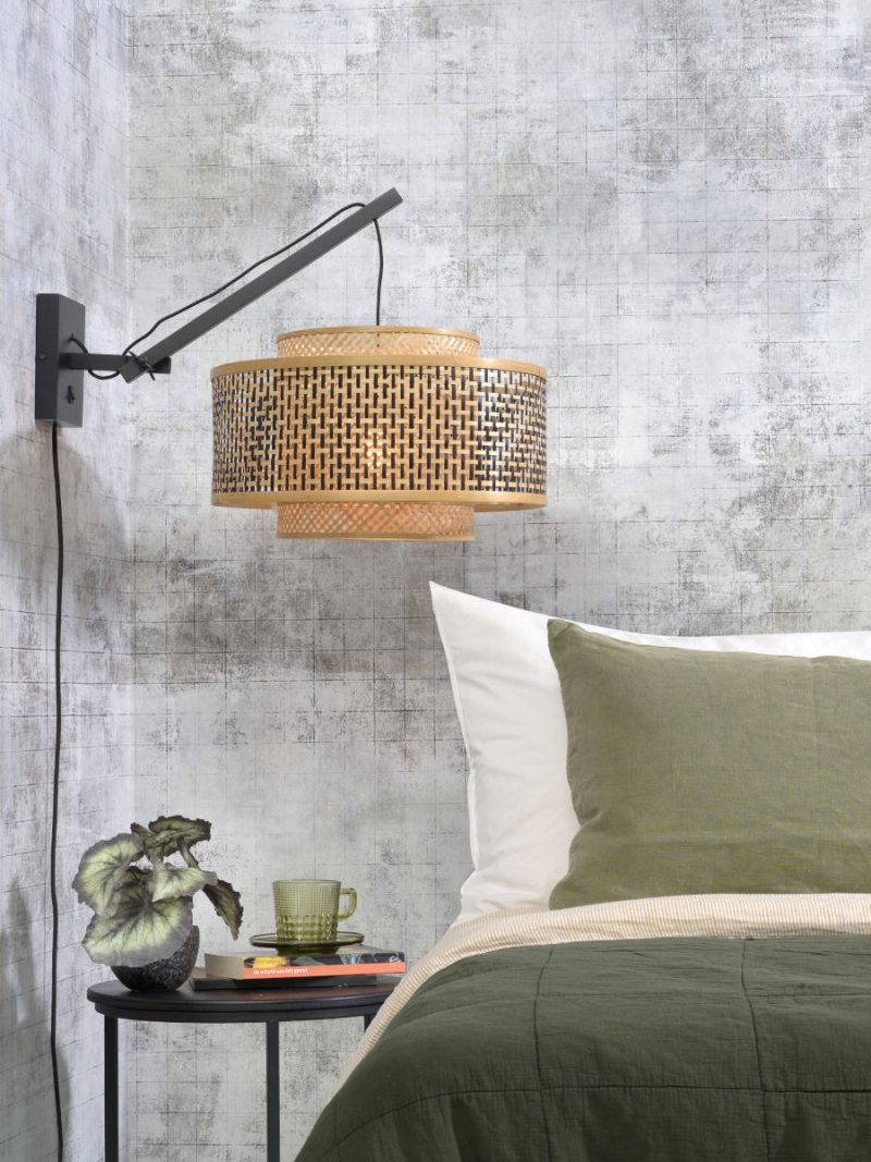 Bamboe wandlamp dubbelkap naturel/zwart L GOOD&MOJO Bhutan - Afbeelding 5