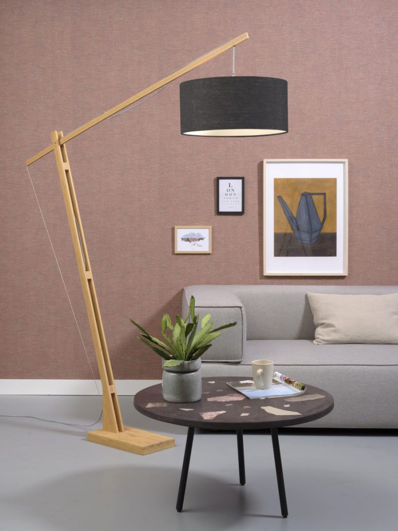 Bamboe/linnen vloerlamp donkergrijze kap GOOD&MOJO Montblanc - Afbeelding 5