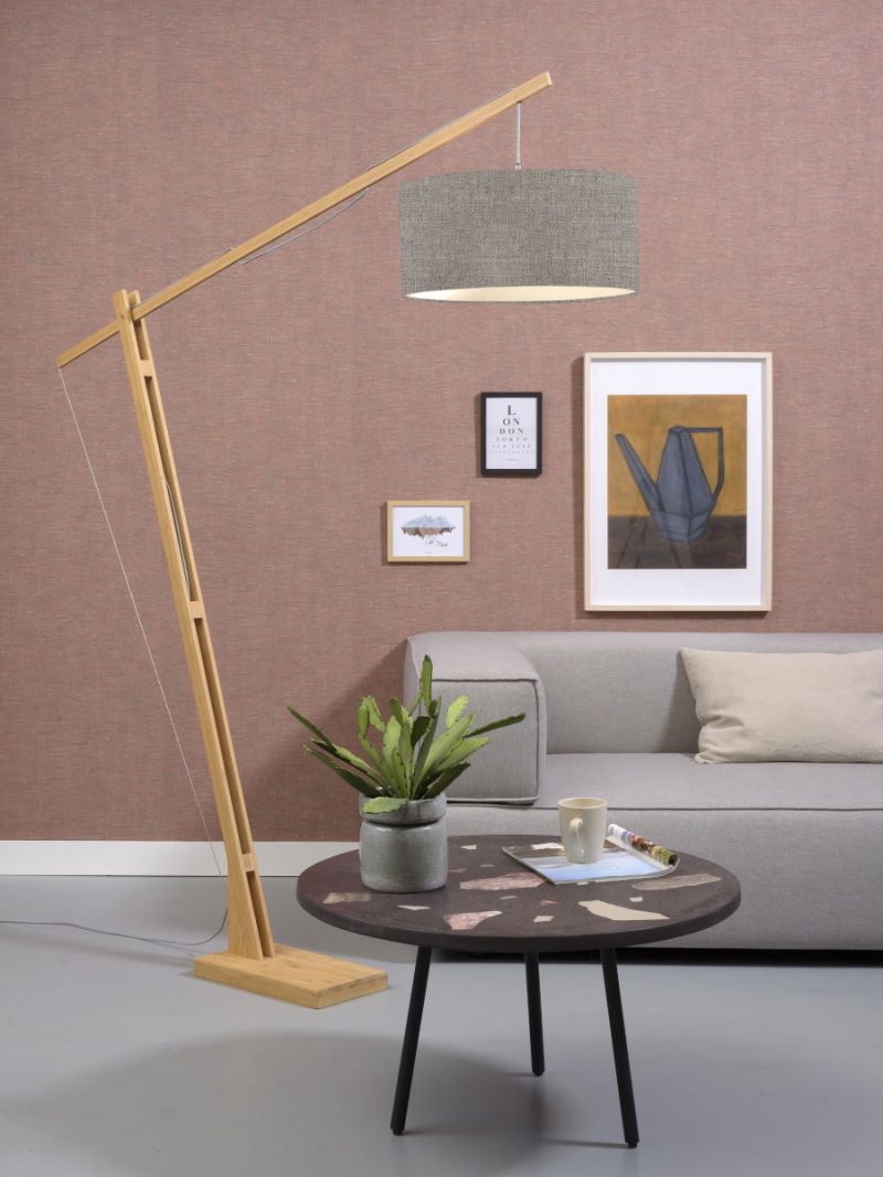 Bamboe/linnen vloerlamp kap lichtgrijs GOOD&MOJO Montblanc - Afbeelding 5