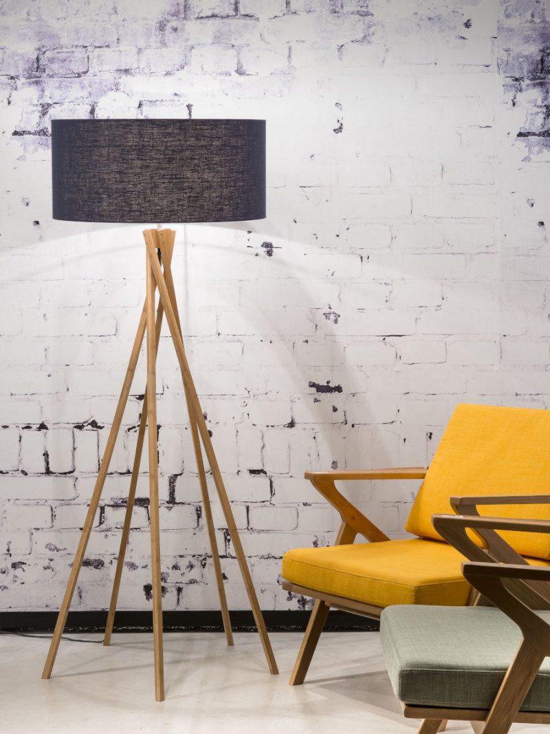 Blauwe vloerlamp bamboe linnen Boheems GOOD&MOJO Kilimanjaro - Afbeelding 2
