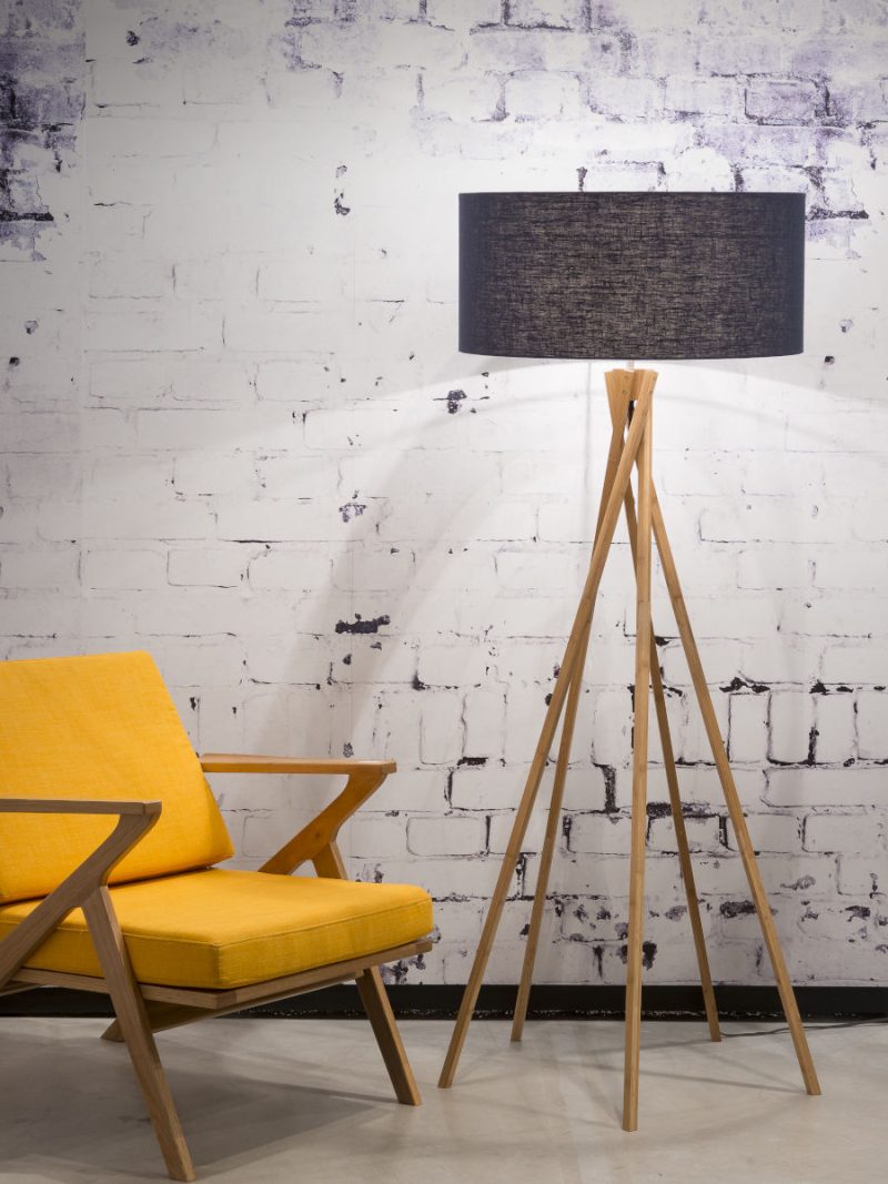 Blauwe vloerlamp bamboe linnen Boheems GOOD&MOJO Kilimanjaro - Afbeelding 5