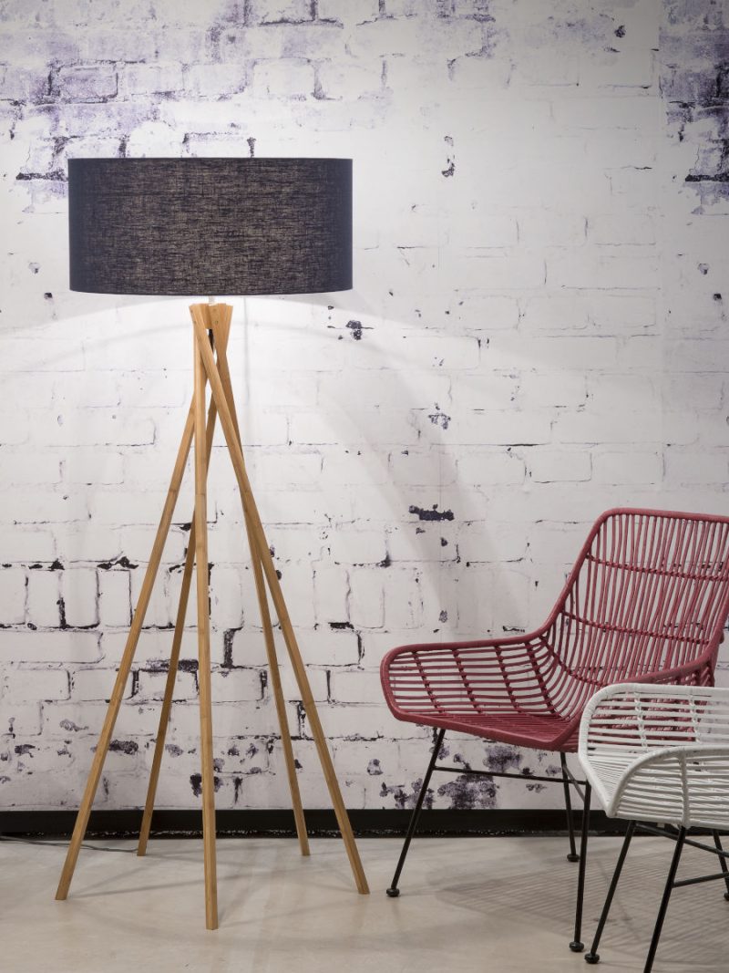 Blauwe vloerlamp bamboe linnen Boheems GOOD&MOJO Kilimanjaro - Afbeelding 6