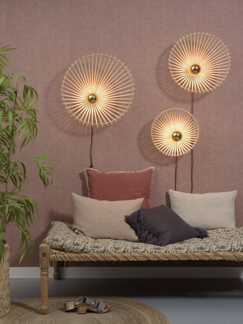 Boheemse zwarte-naturel wandlamp bamboe GOOD&MOJO Bromo - Afbeelding 11