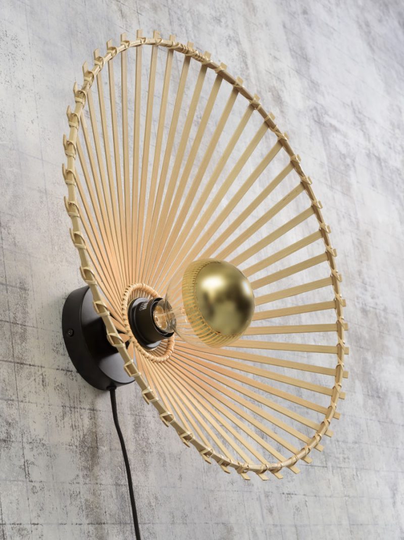 Boheemse zwarte-naturel wandlamp bamboe GOOD&MOJO Bromo - Afbeelding 6