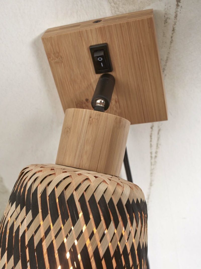 Bohemian bamboe zwart naturel wandlamp GOOD&MOJO Java - Afbeelding 3