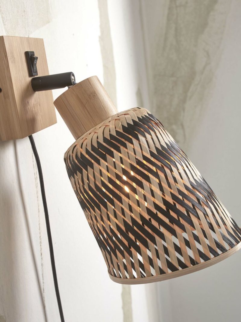 Bohemian bamboe zwart naturel wandlamp GOOD&MOJO Java - Afbeelding 4