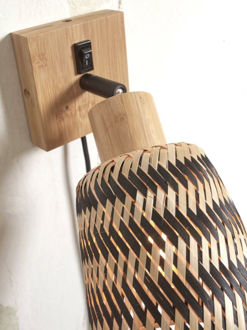 Bohemian bamboe zwart naturel wandlamp GOOD&MOJO Java - Afbeelding 6