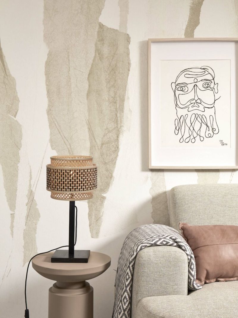 Bohemien tafellamp naturel zwart bamboe GOOD&MOJO Bhutan - Afbeelding 2