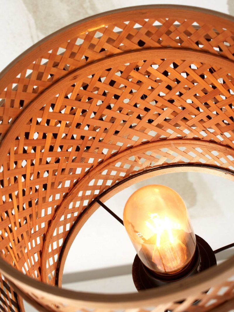 Bohemien tafellamp naturel zwart bamboe GOOD&MOJO Bhutan - Afbeelding 6