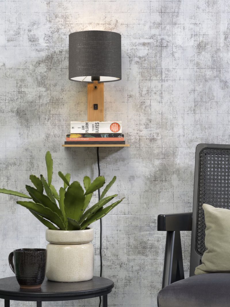 Donkergrijze plateau wandlamp naturel GOOD&MOJO Andes - Afbeelding 5