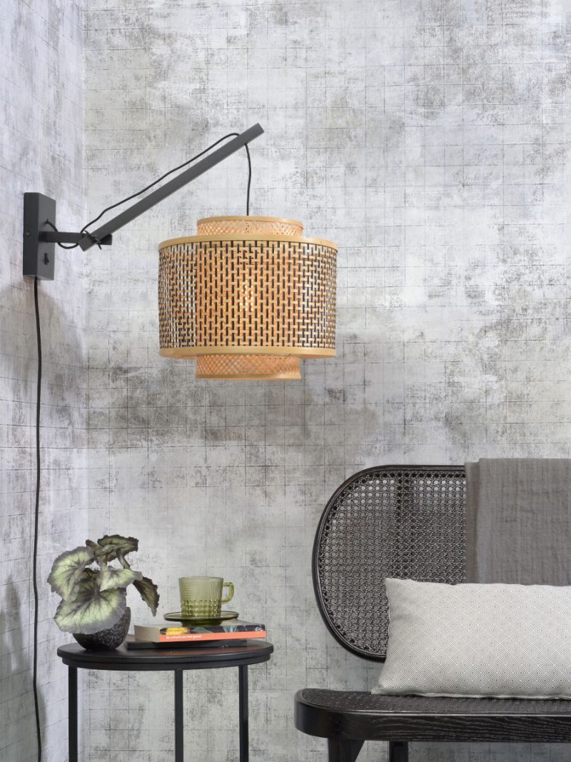 Dubbelkap wandlamp naturel/zwart bamboe GOOD&MOJO Bhutan - Afbeelding 2