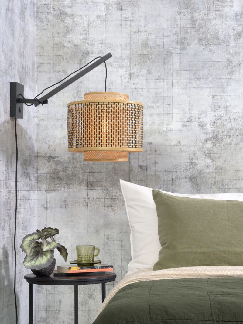 Dubbelkap wandlamp naturel/zwart bamboe GOOD&MOJO Bhutan - Afbeelding 5