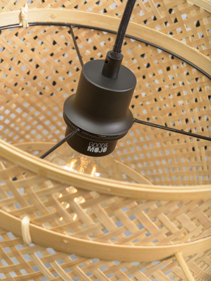 Dubbelkap wandlamp naturel/zwart bamboe GOOD&MOJO Bhutan - Afbeelding 7