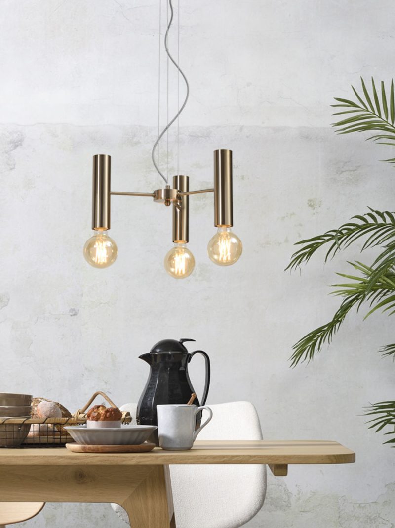 Goudkleurige open hanglamp 3-lamps It's About RoMi Cannes - Afbeelding 5
