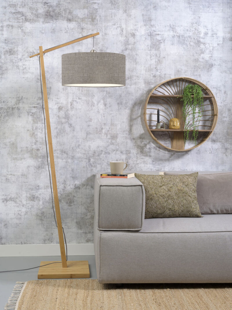 Grijze linnen bohemian vloerlamp GOOD&MOJO Andes - Afbeelding 2