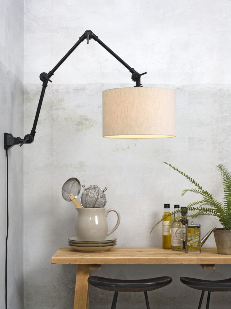 Grijze linnen retro wandlamp It's About RoMi Amsterdam - Afbeelding 2