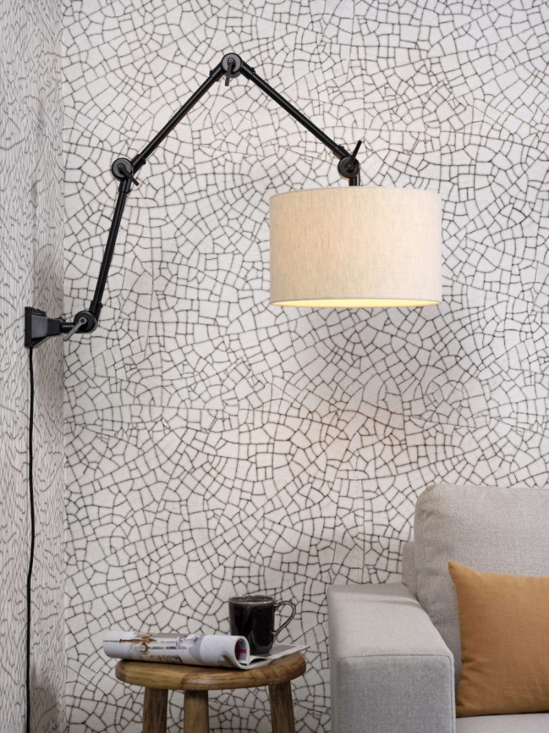 Grijze linnen retro wandlamp It's About RoMi Amsterdam - Afbeelding 5