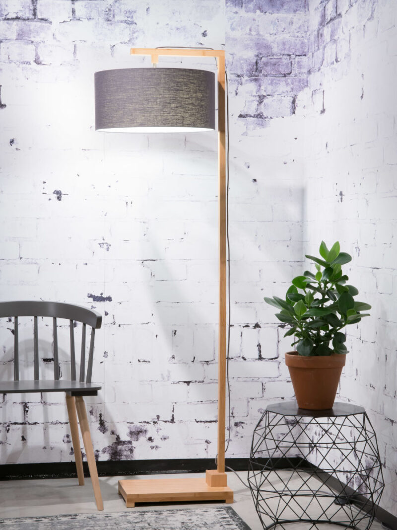 Grijze linnen vloerlamp rond Scandinavisch GOOD&MOJO Himalaya - Afbeelding 2