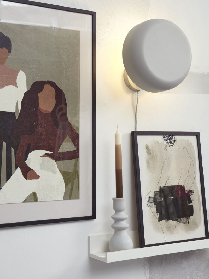 Grijze ronde retro wandlamp It's About RoMi Porto - Afbeelding 2