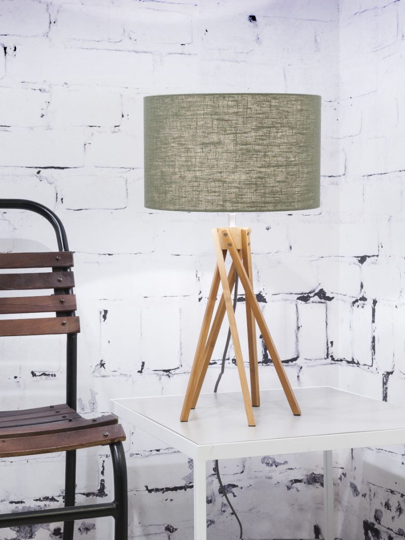 Groen linnen bamboe bohemian tafellamp GOOD&MOJO Kilimanjaro - Afbeelding 2