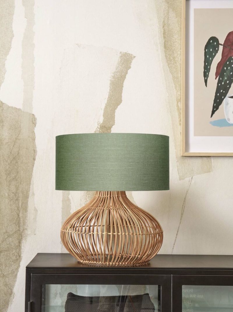 Groene rotan/linnen tafellamp L GOOD&MOJO Kalahari - Afbeelding 2