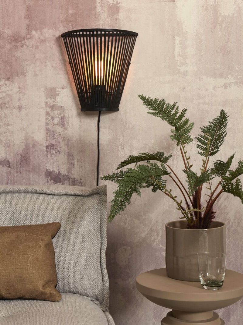 Halfopen bamboe wandlamp zwart GOOD&MOJO Merapi - Afbeelding 2