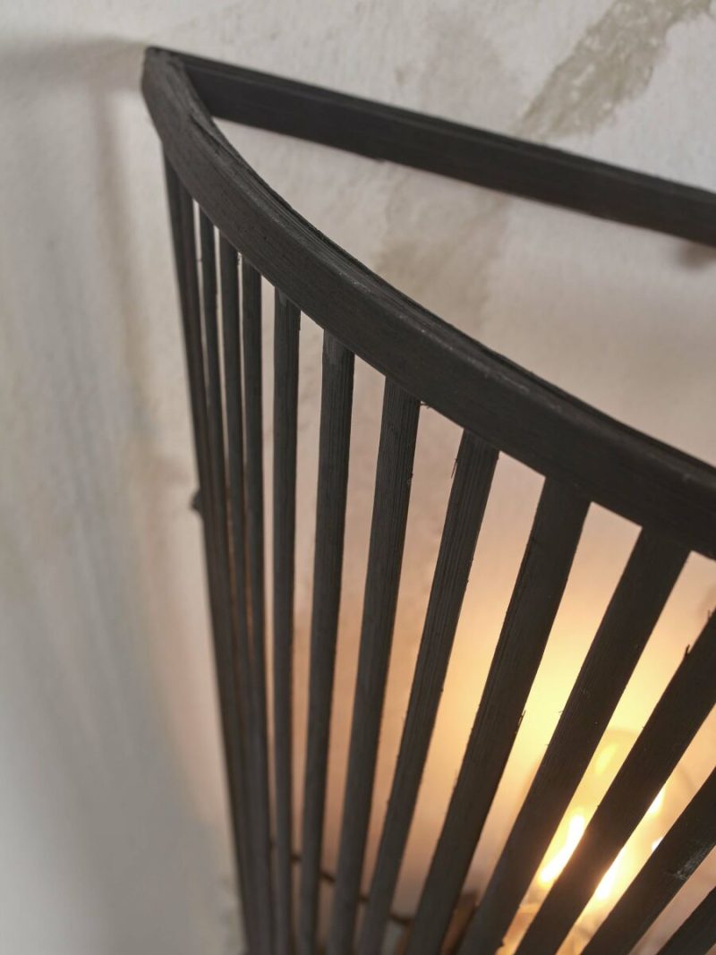 Halfopen bamboe wandlamp zwart GOOD&MOJO Merapi - Afbeelding 3