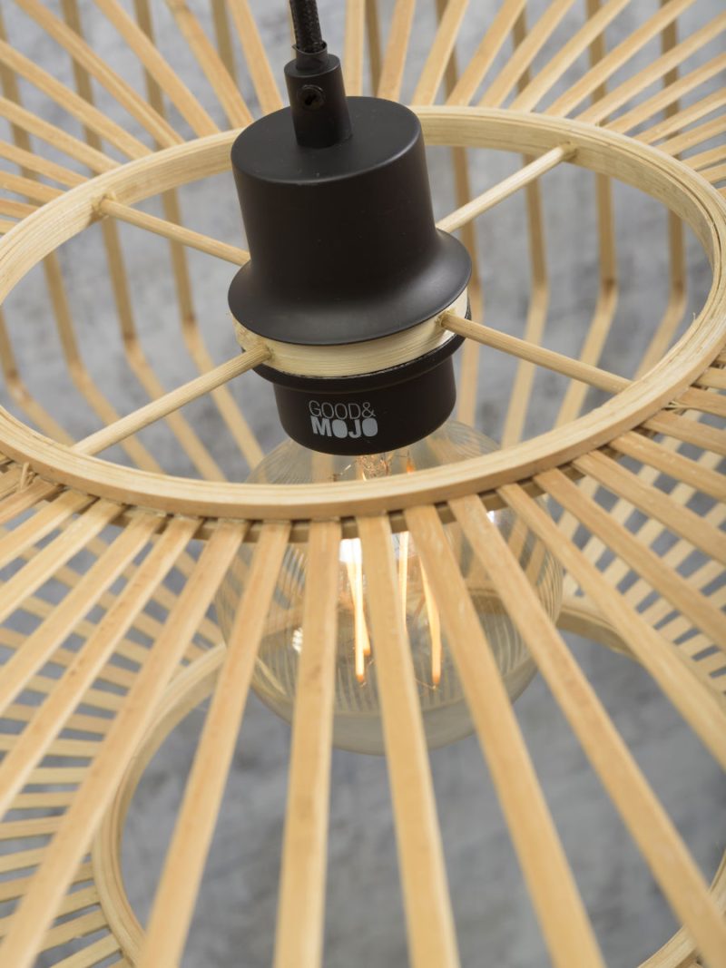 Hanglamp naturel-bamboe zwart Boheems GOOD&MOJO Bromo - Afbeelding 7