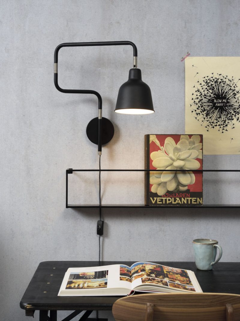 Kronkelige zwarte wandlamp verstelbaar It's About RoMi London - Afbeelding 4