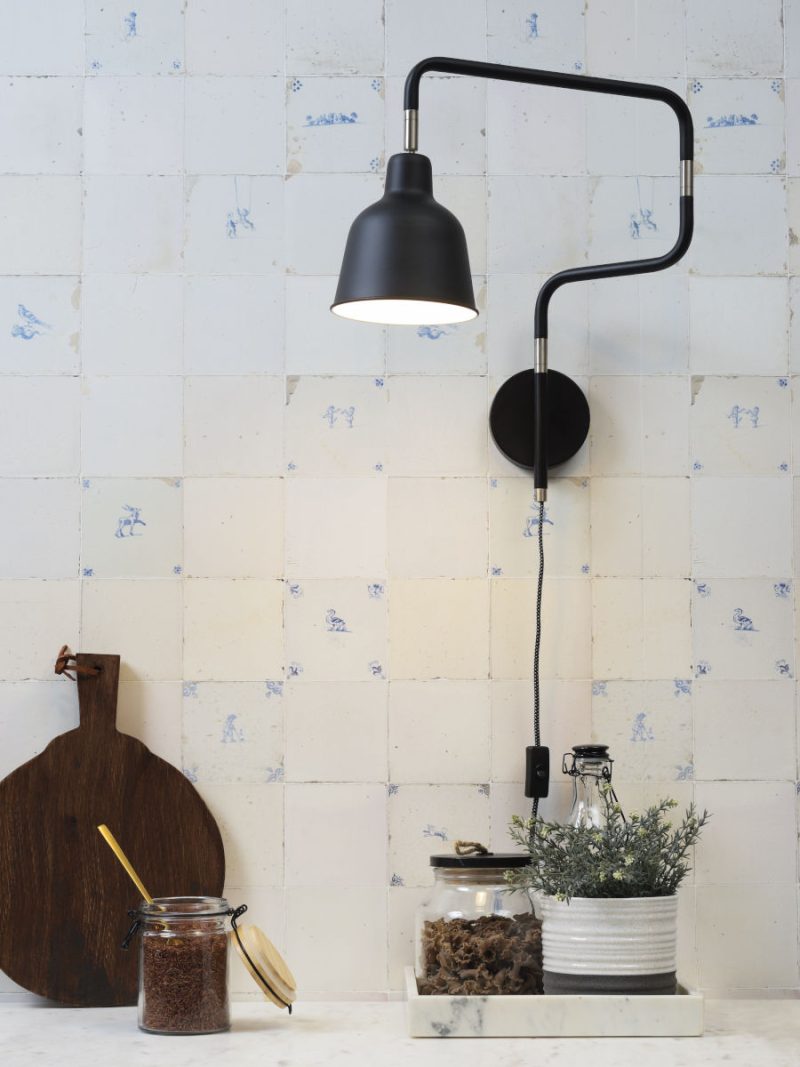 Kronkelige zwarte wandlamp verstelbaar It's About RoMi London - Afbeelding 5