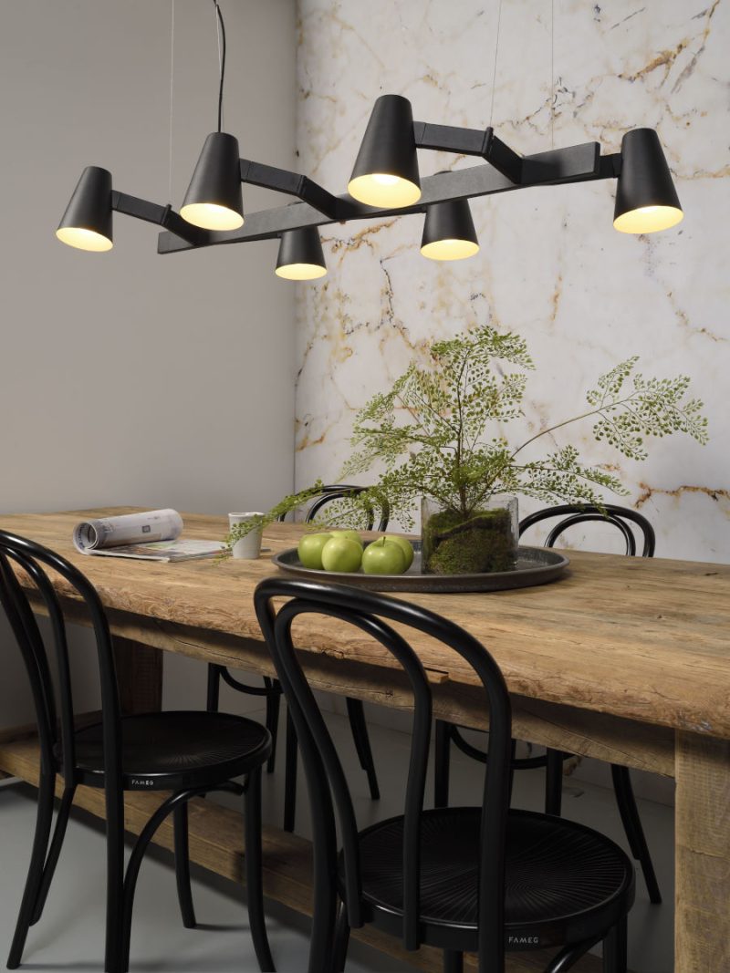 Langwerpige zwarte 6-lichts hanglamp It's About RoMi Biarritz - Afbeelding 2