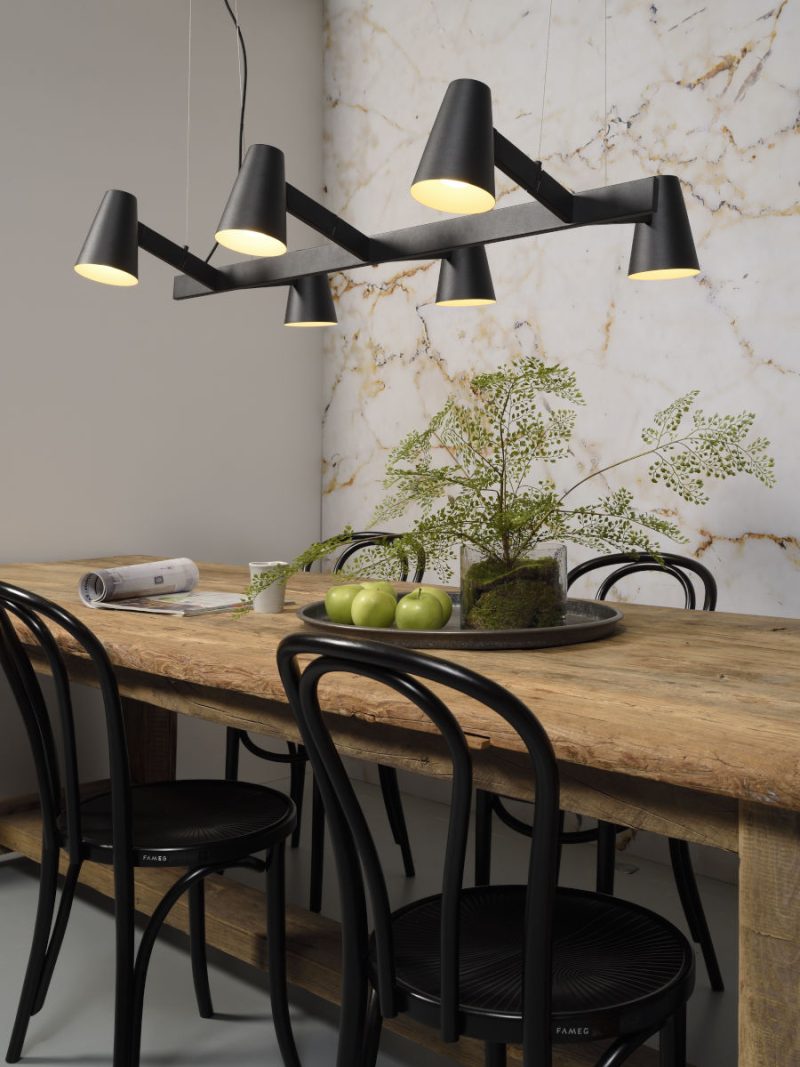 Langwerpige zwarte 6-lichts hanglamp It's About RoMi Biarritz - Afbeelding 9