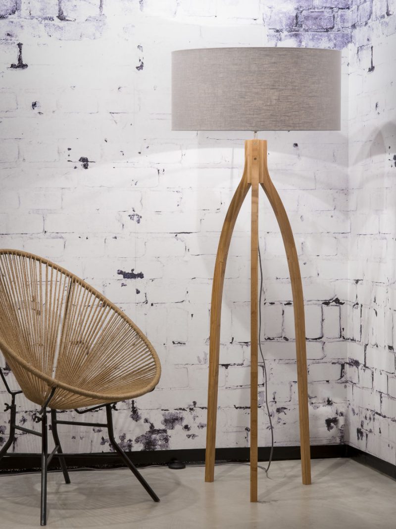 Lichtgrijze vloerlamp kruk klein GOOD&MOJO Annapurna - Afbeelding 2