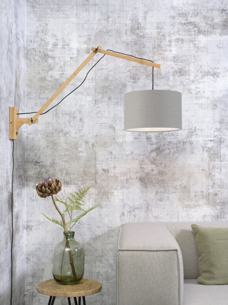 Lichtgrijze wandlamp dubbelgewricht naturel GOOD&MOJO Andes - Afbeelding 5