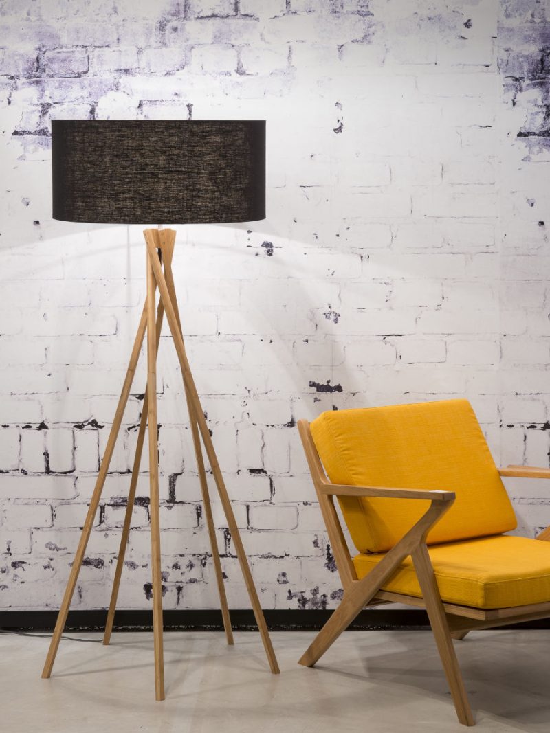 Linnen zwart bamboe bohemian vloerlamp GOOD&MOJO Kilimanjaro - Afbeelding 2