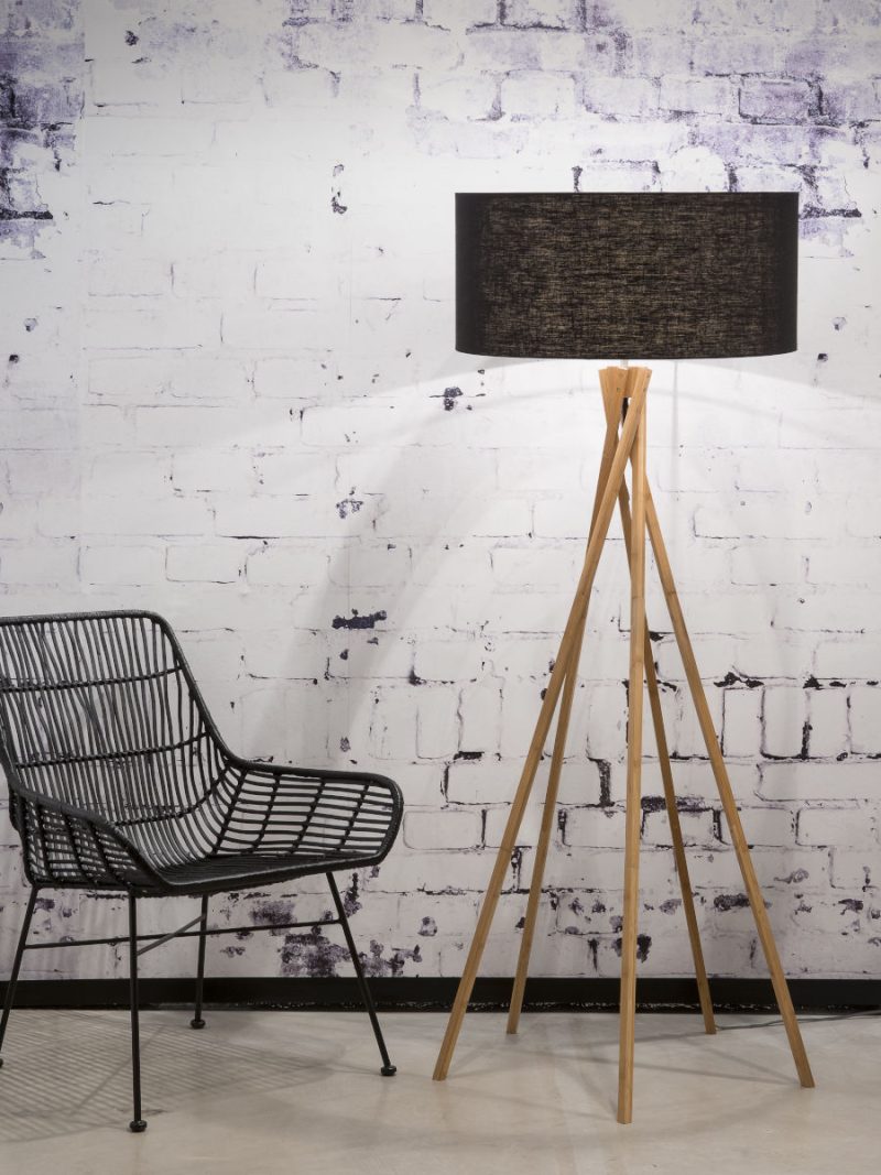 Linnen zwart bamboe bohemian vloerlamp GOOD&MOJO Kilimanjaro - Afbeelding 4
