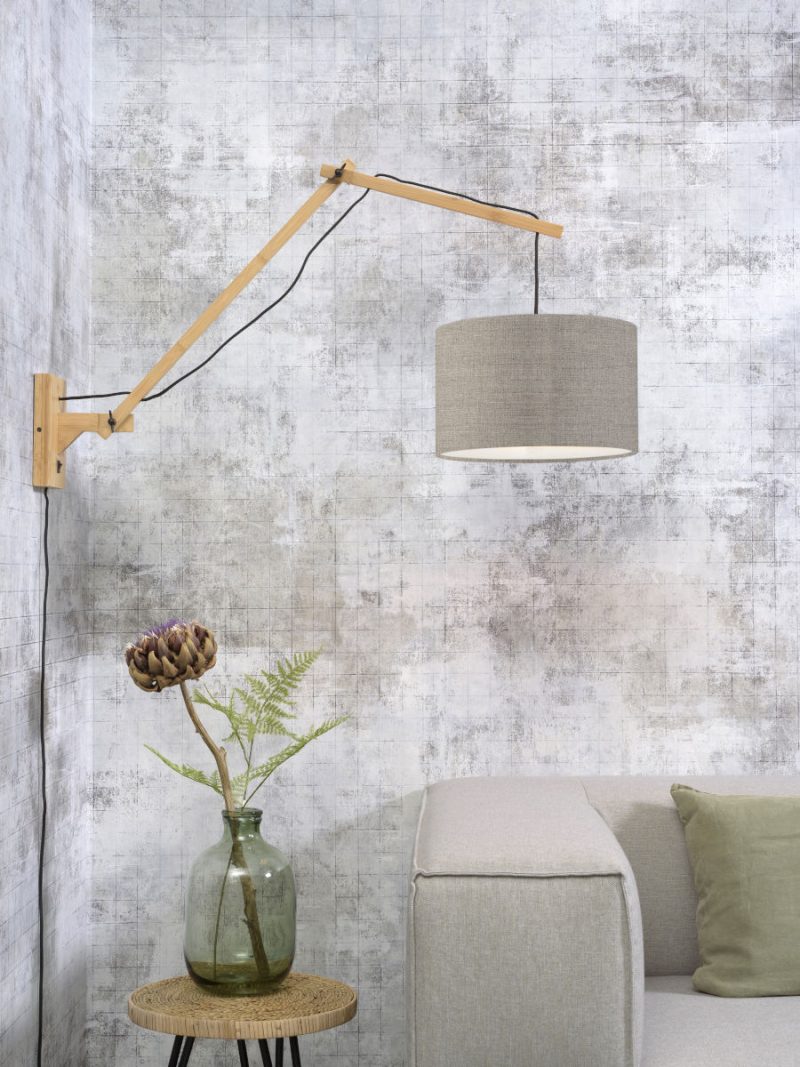Loodgrijze wandlamp dubbelgewricht naturel GOOD&MOJO Andes - Afbeelding 5
